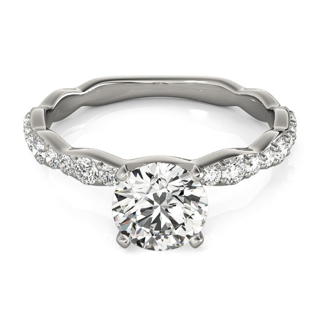 1.3CT Lab Diamond Engagement Ring 14K White Gold Unique Wavy Design