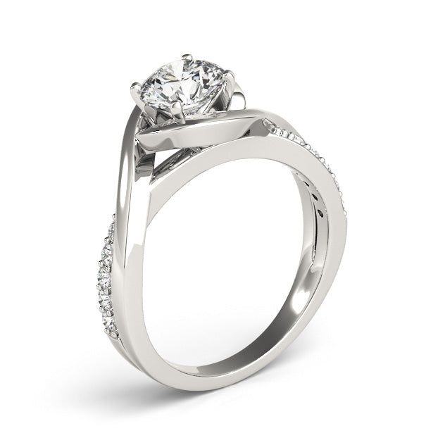 1CT Round Lab Diamond Engagement Ring 14K White Gold Split Shank Bypass