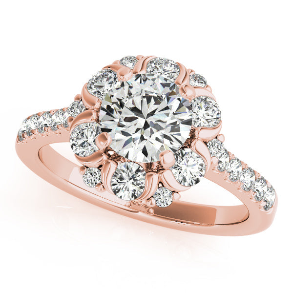 1.85CT Round Lab Diamond Engagement Ring 14K White Gold Floral Halo
