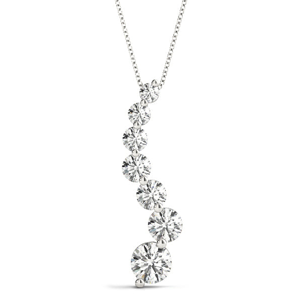 1/2CT lab diamond journey pendant with seven round stones in white gold