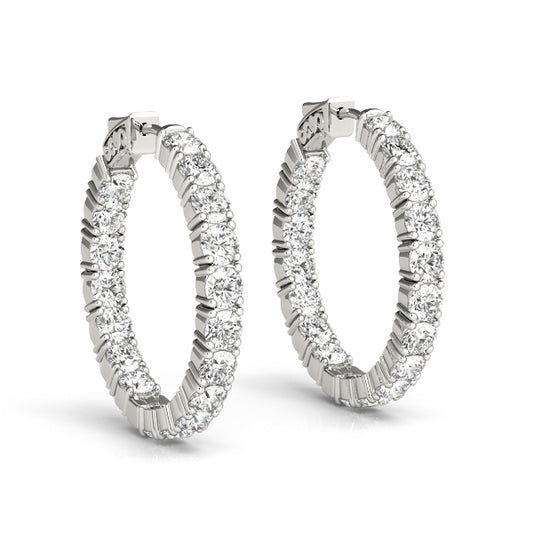 White gold 22mm inside-out hoop earrings with round lab diamonds totaling 3.6CT from Encore DT