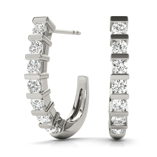 18.7mm white gold hoop earrings with round lab diamonds in bar setting from Encore DT