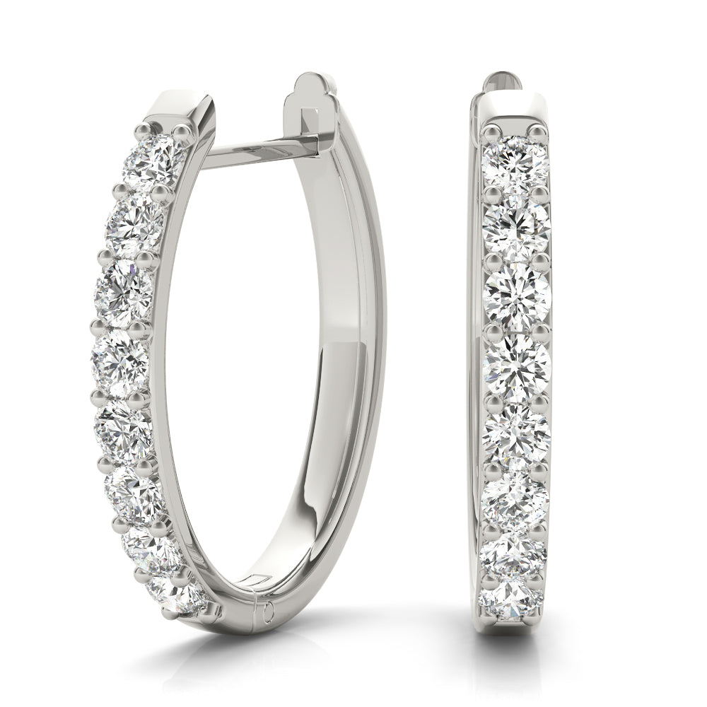 0.48CT front-set lab diamond hoop earrings in 17.6mm white gold with round stones – Encore DT