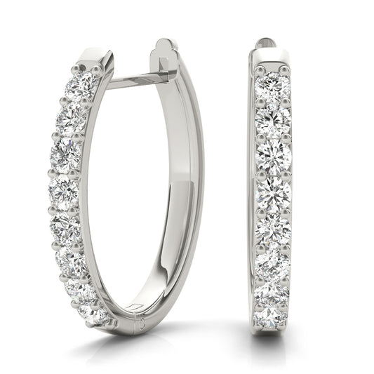 0.48CT front-set lab diamond hoop earrings in 17.6mm white gold with round stones – Encore DT