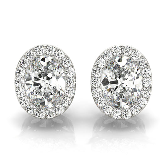 0.60CT white gold oval halo lab diamond stud earrings – 5.2x3.2MM Encore DT