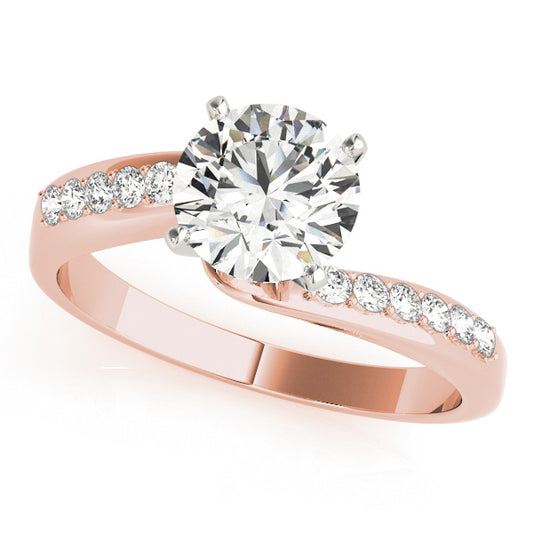 Round halo engagement ring in 14K Rose Gold with 1CT lab diamond, bezel setting, and milgrain side band