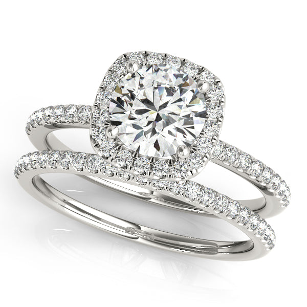 Floating 14K White Gold 1CT Round Lab Diamond Halo Ring