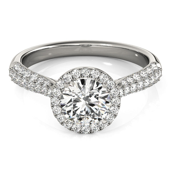 1CT 14K White Gold Round Lab Diamond Halo Engagement Ring