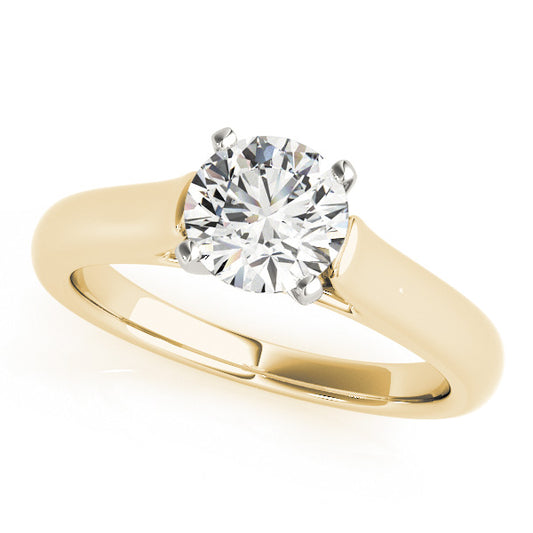 Solitaire engagement ring in 14K Yellow Gold with 1CT round Lab Diamond and minimalist tapered band