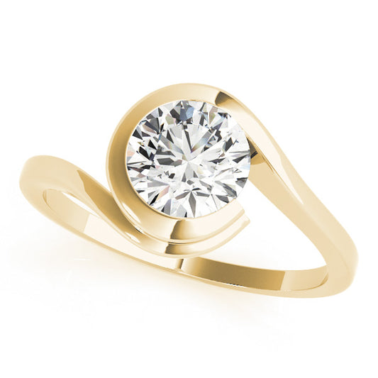 Bezel-set minimalist engagement ring in 14K Yellow Gold with 1CT round Lab Diamond and bypass band