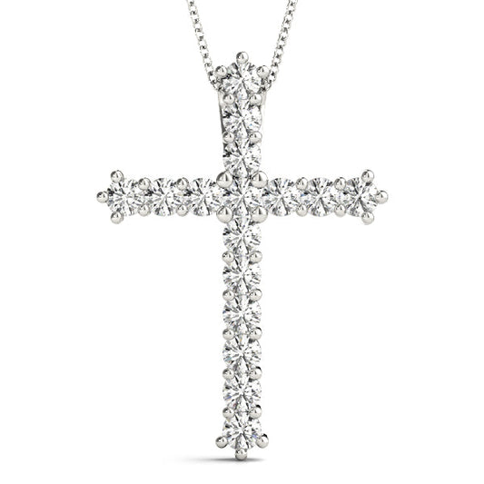 Elegant Diamond Cross Pendant Necklace in White Gold: Faith & Fashion