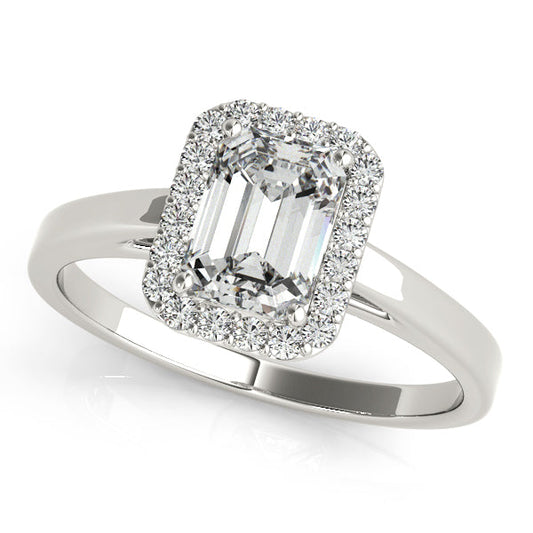 Glamorous Emerald Cut Halo Engagement Ring: Timeless Elegance