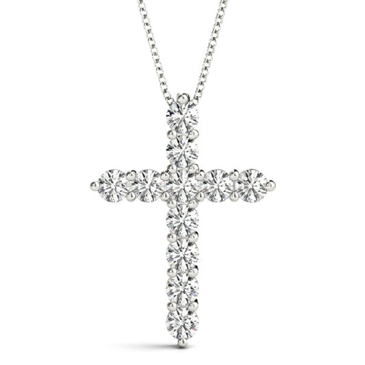 Classy 1.3ct Diamond Cross Pendant Necklace in White Gold