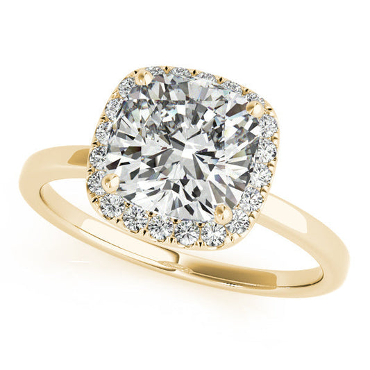 Stunning Cushion Cut Halo Engagement Ring: Elegance in Yellow Gold