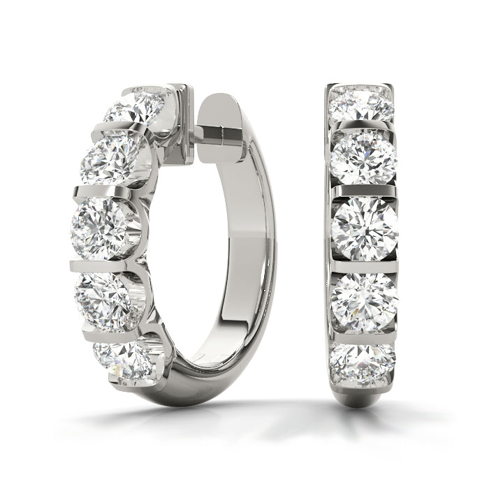 0.50CT lab diamond 15.6mm white gold channel-set hoop earrings, modern polished design by Encore DT
