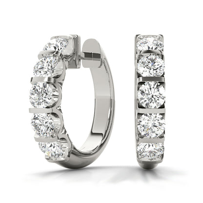 0.50CT lab diamond 15.6mm white gold channel-set hoop earrings, modern polished design by Encore DT
