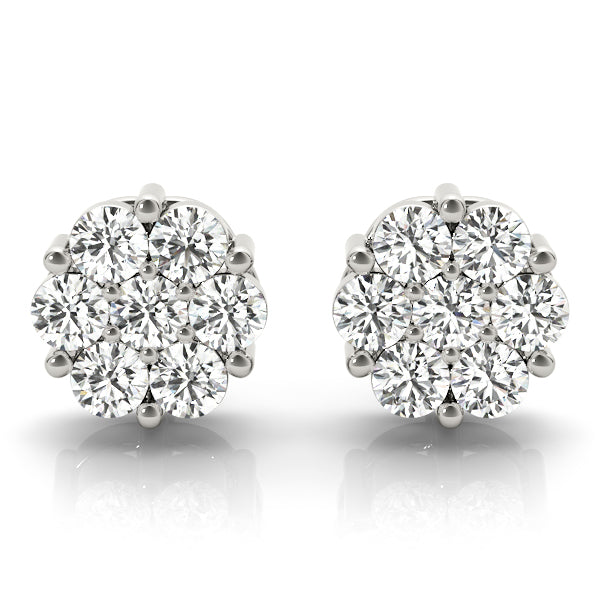 0.50CT white gold lab diamond cluster earrings in 6MM floral setting – Encore DT
