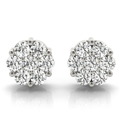 0.50CT white gold lab diamond cluster earrings in 6MM floral setting – Encore DT
