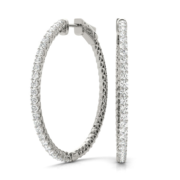 0.52CT shared prong lab diamond hoop earrings in 20MM white gold with inside-out design
