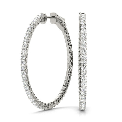 0.52CT shared prong lab diamond hoop earrings in 20MM white gold with inside-out design
