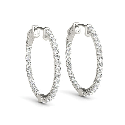 0.76CT white gold inside-out lab diamond hoop earrings with lattice back – Encore DT
