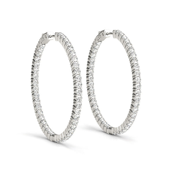 1.5CT white gold lab diamond round 20MM hoop earrings with inside-out design
