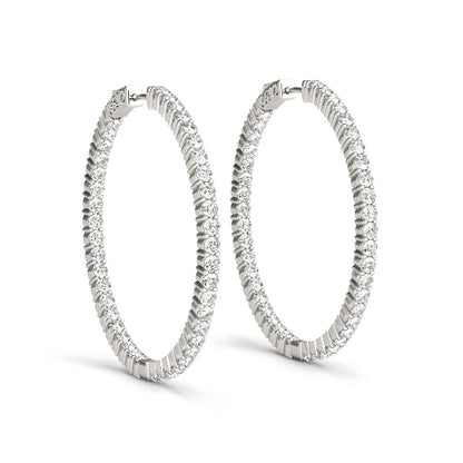 1.5CT white gold lab diamond round 20MM hoop earrings with inside-out design