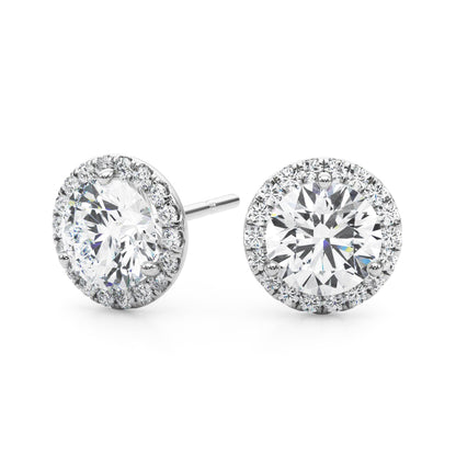1.76CT lab diamond halo stud earrings in white gold with round 3/4CT center stones
