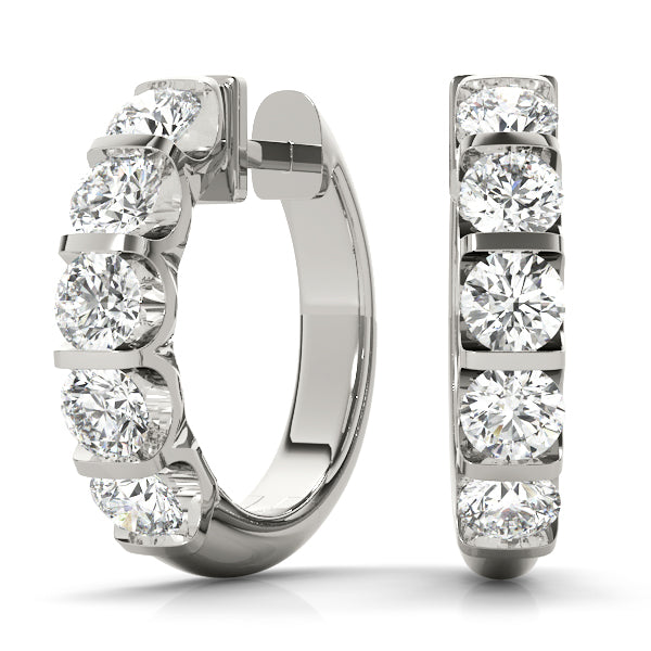 1.00CT lab diamond 16mm channel-set hoop earrings in white gold, modern circular design from Encore DT
