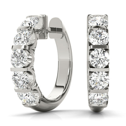 1.00CT lab diamond 16mm channel-set hoop earrings in white gold, modern circular design from Encore DT
