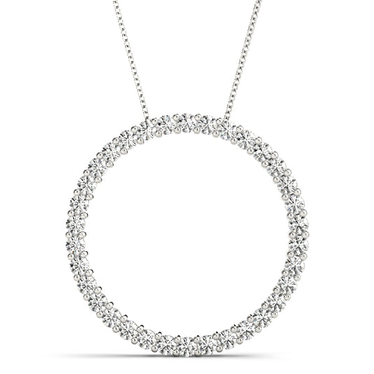 1CT lab diamond circle pendant in white gold featuring VS1, E-color lab diamonds in a timeless eternity design