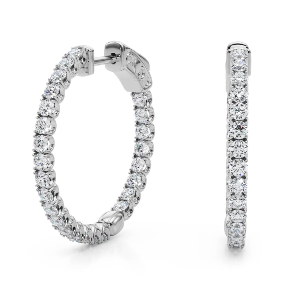 Inside-out lab diamond hoop earrings in white gold, 1CT total weight, 25MM diameter
