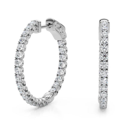 Inside-out lab diamond hoop earrings in white gold, 1CT total weight, 25MM diameter
