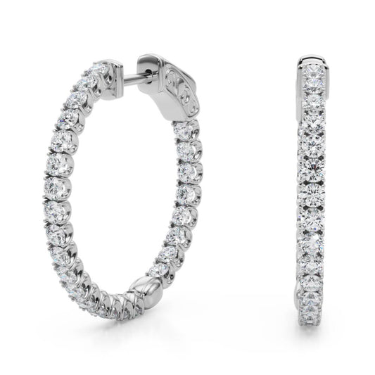Inside-out lab diamond hoop earrings in white gold, 1CT total weight, 25MM diameter
