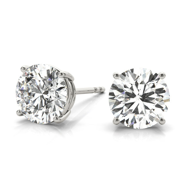 1CT Lab Diamond Solitaire Stud Earrings in 14K White Gold