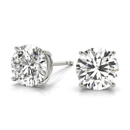 1CT Lab Diamond Solitaire Stud Earrings in 14K White Gold