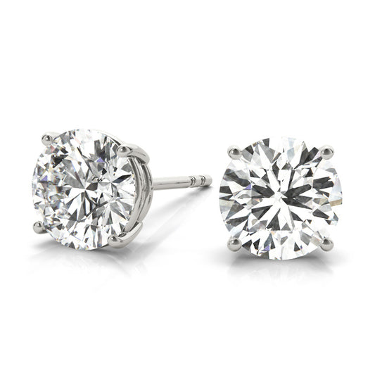 1CT Lab Diamond Solitaire Stud Earrings in 14K White Gold