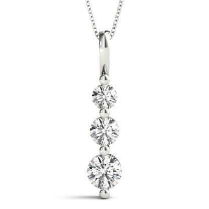 2CT lab diamond drop pendant in white gold with three round-cut diamonds in a floating prong setting for an elegant, radiant look