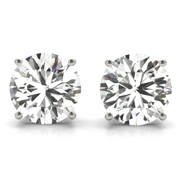 2CT lab diamond solitaire earrings in 6.5MM white gold with 4-prong basket setting – Encore DT
