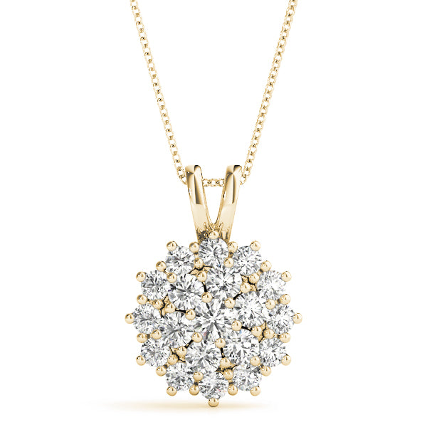 Brilliant 1CT Lab Diamond Cluster Pendant in 14K White Gold