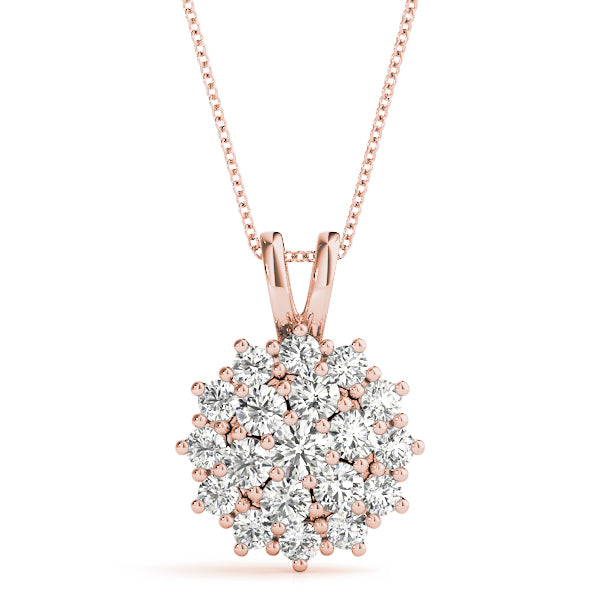 Brilliant 1CT Lab Diamond Cluster Pendant in 14K White Gold