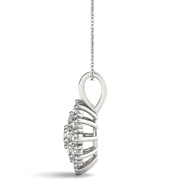 Brilliant 1CT Lab Diamond Cluster Pendant in 14K White Gold