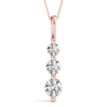 2CT Lab Diamond 3-Stone Drop Pendant Necklace 14K White Gold