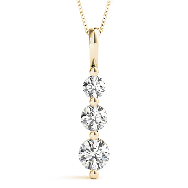 2CT Lab Diamond 3-Stone Drop Pendant Necklace 14K White Gold