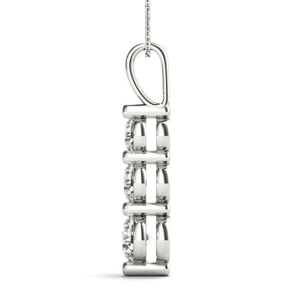 2CT Lab Diamond 3-Stone Drop Pendant Necklace 14K White Gold