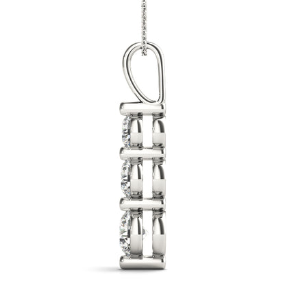 2CT Lab Diamond 3-Stone Drop Pendant Necklace 14K White Gold