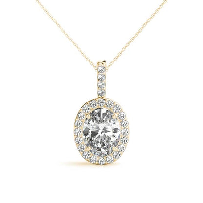 Posh 1.5CT Oval-Cut Lab Diamond Halo Pendant 14K White Gold