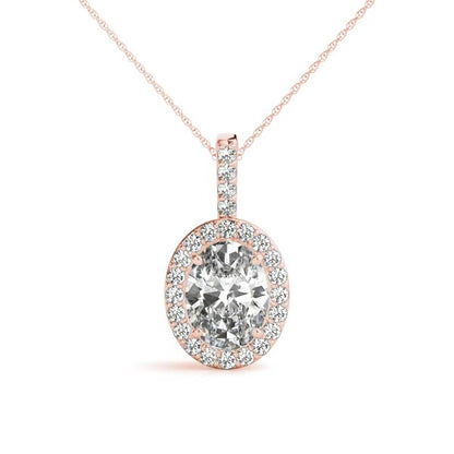 Posh 1.5CT Oval-Cut Lab Diamond Halo Pendant 14K White Gold