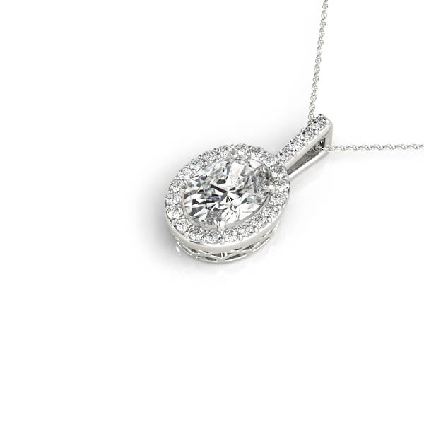 Posh 1.5CT Oval-Cut Lab Diamond Halo Pendant 14K White Gold