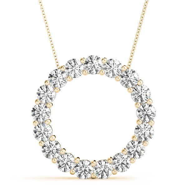 2CT Lab Diamond Circle Pendant Necklace in 14K White Gold